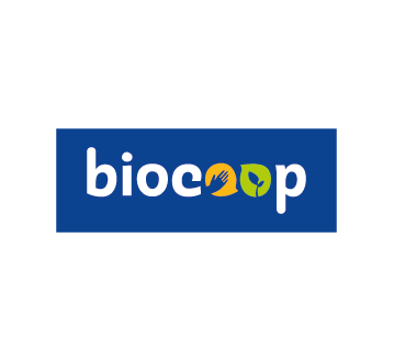 BRODERIE COEUR "BIOCOOP" BLANC - 4 COULEURS - FOND BLEU