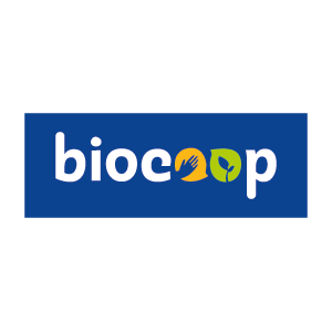 TRANSFERT COEUR "BIOCOOP" BLANC 4 COULEURS FOND BLEU